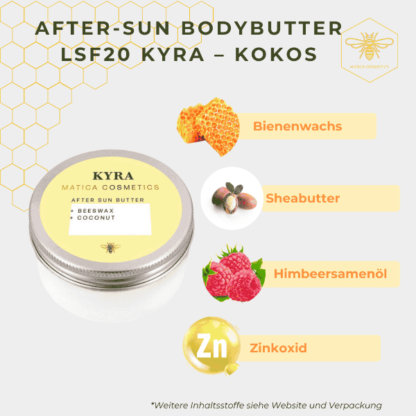 Sun Butter KYRA – feuchtigkeitsspendend, natürlicher Sonnenschutz mit LSF 20 und After-Sun-Pflege in einem