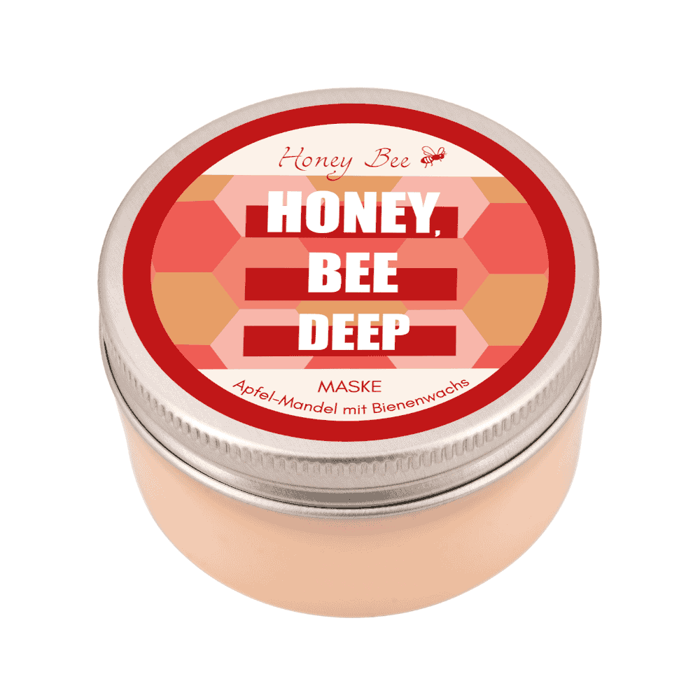Die HONEY, BEE DEEP Gesichtsmaske mit Apfel- und Mandelduft spendet Feuchtigkeit, verfeinert das Hautbild und enthält natürliche Inhaltsstoffe wie Bienenwachs.