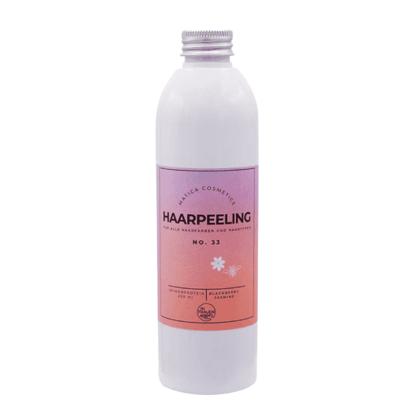 Haarpeeling No. 33 – entfernt Talg, Schuppen und Rückstände, fördert das Haarwachstum und pflegt mit Bienenwachs und Seidenproteinen. Für frisches, glänzendes Haar. Natürlich und nachhaltig verpackt.