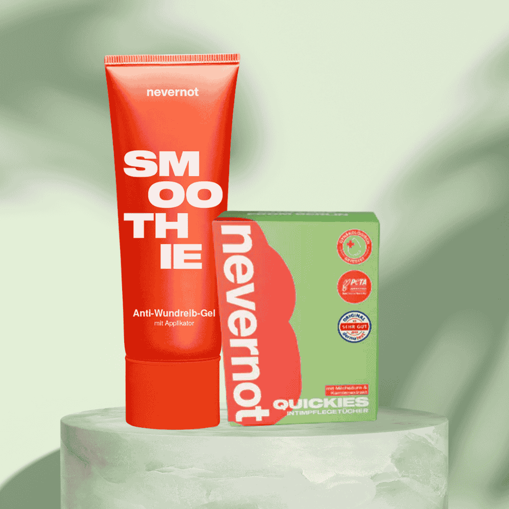 NeverNot Intimpflege-Tücher und Wundschutzgel im Set – für frisches, geschütztes Wohlgefühl jederzeit und überall.