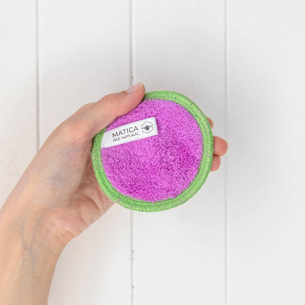 Matica Cosmetics Naturkosmetik aus Hamburg wiederverwendbare Make-Up Pads Lavendel Grün Hamburg Nachhaltig