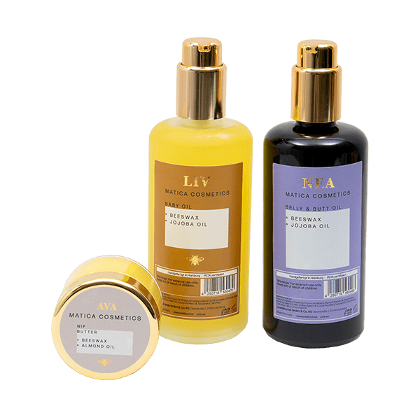 Matica Cosmetics Naturkosmetik aus Hamburg Babyöl Nippelbutter Schwangerschaftsöl