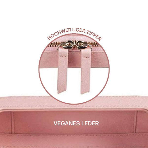 Matica Cosmetics Naturkosmetik aus Hamburg Reisetasche Veganes Leder Hochwertiger Zipper Rosa Gold
