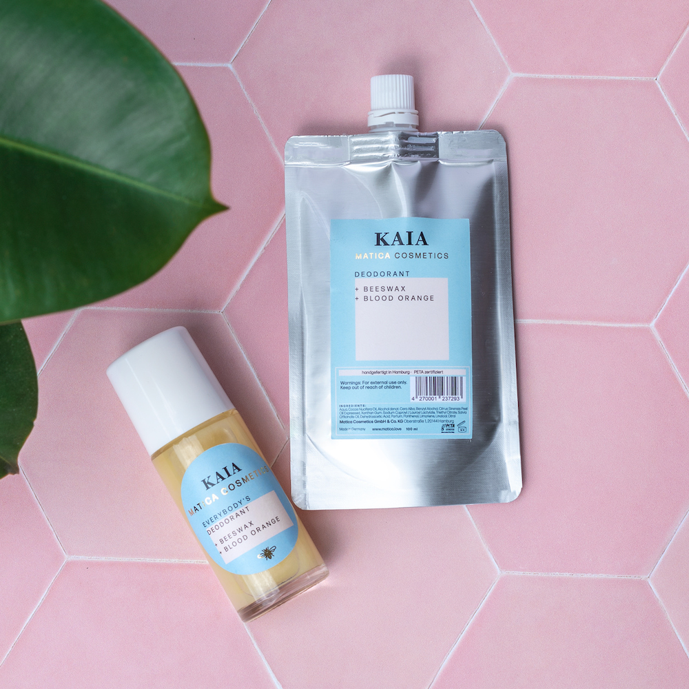 Matica Cosmetics Naturkosmetik Deoroller Kaia mit Nachfüllpack Beewax Blood Orange
