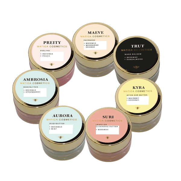 Matica Cosmetics Naturkosmetik aus Hamburg Reise Kollektion  Hautpflege-Testgröße Butter Facemask Peeling