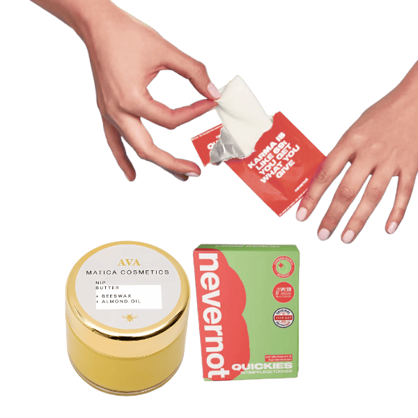 Sanfte Intimpflege-Tücher plus AVA Allround-Butter im Set – perfekt für natürliche Frische und Schutz, wo immer du bist.