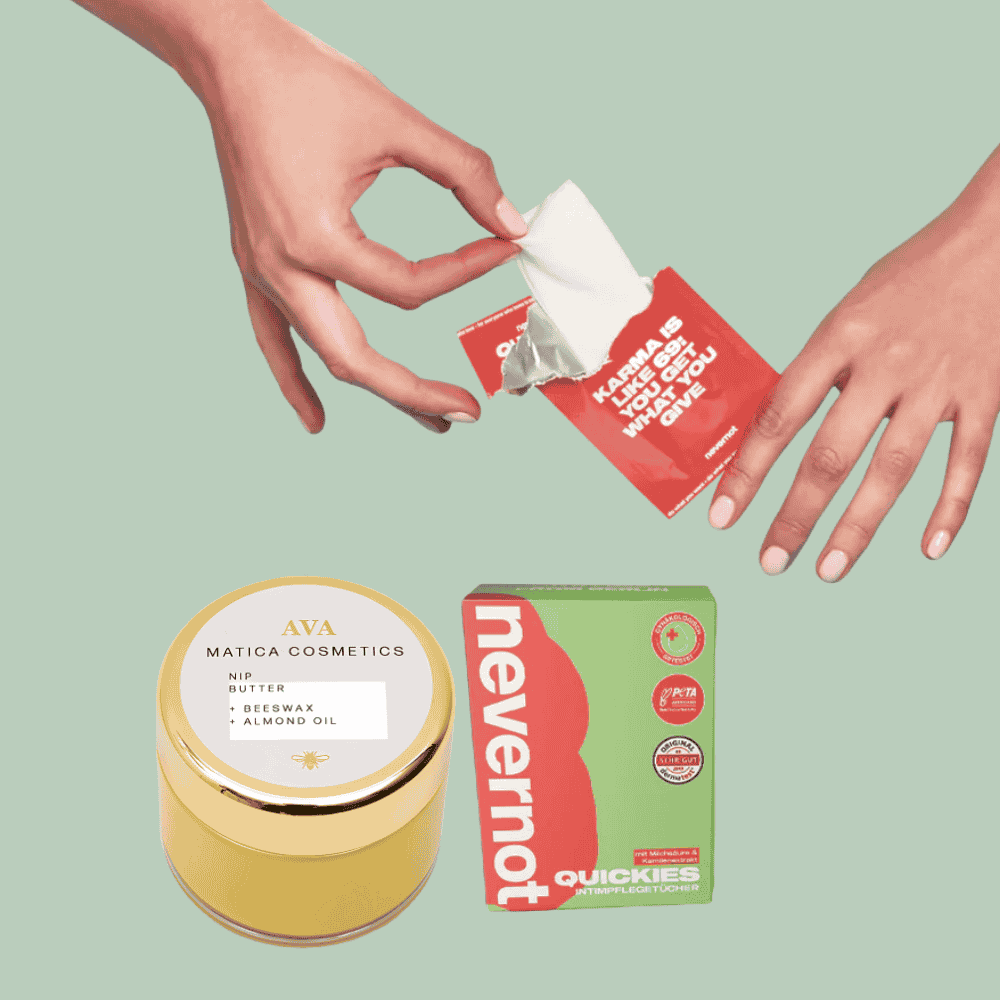 Sanfte Intimpflege-Tücher plus AVA Allround-Butter im Set – perfekt für natürliche Frische und Schutz, wo immer du bist.
