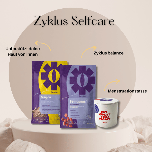 Zykluspflege mit  femgums®, fempow®,  Menstruationstasse: Dein Bundle für hormonelle Balance & entspannte Periodentage 