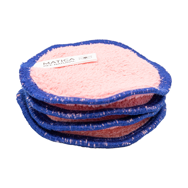 Matica Cosmetics Naturkosmetik aus Hamburg wiederverwendbare Make-Up Pads Rosa Blau Nachhaltig