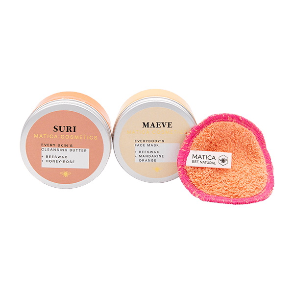Matica Cosmetics Naturkosmetik aus Hamburg Set LOVE MYSELF Gesichtsmaske Maeve Reinigungsbutter Make-Up Pad